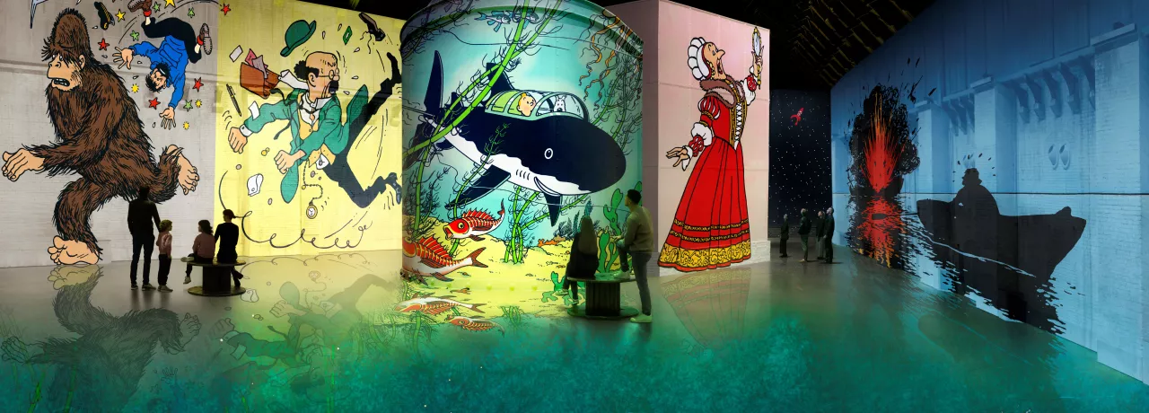 Promotional image of Tintin at Fabrique des Lumières